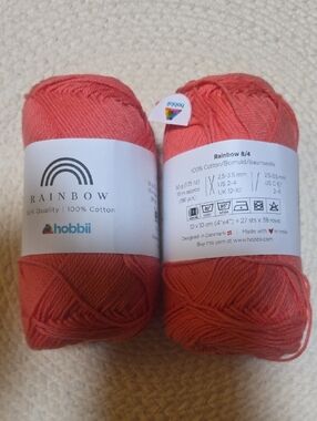 Hobbii Rainbow 100% Cotton Yarn - Coral Pink